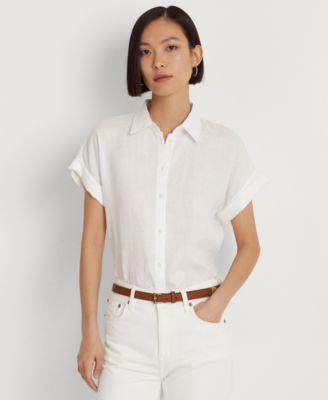 Lauren Ralph Lauren Linen Dolman-Sleeve Shirt Opal) Women's Clothing Product Image