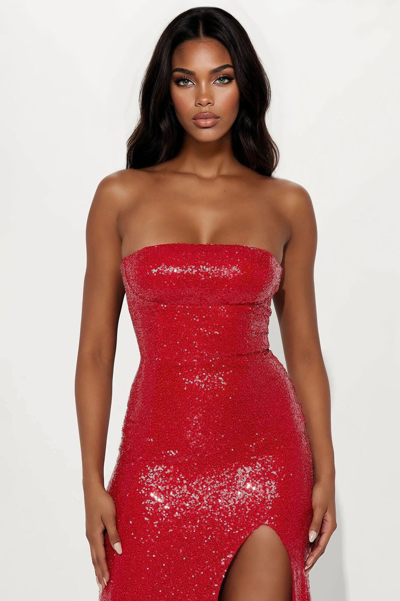 Elegant Affair Sequin Gown - Red Product Image