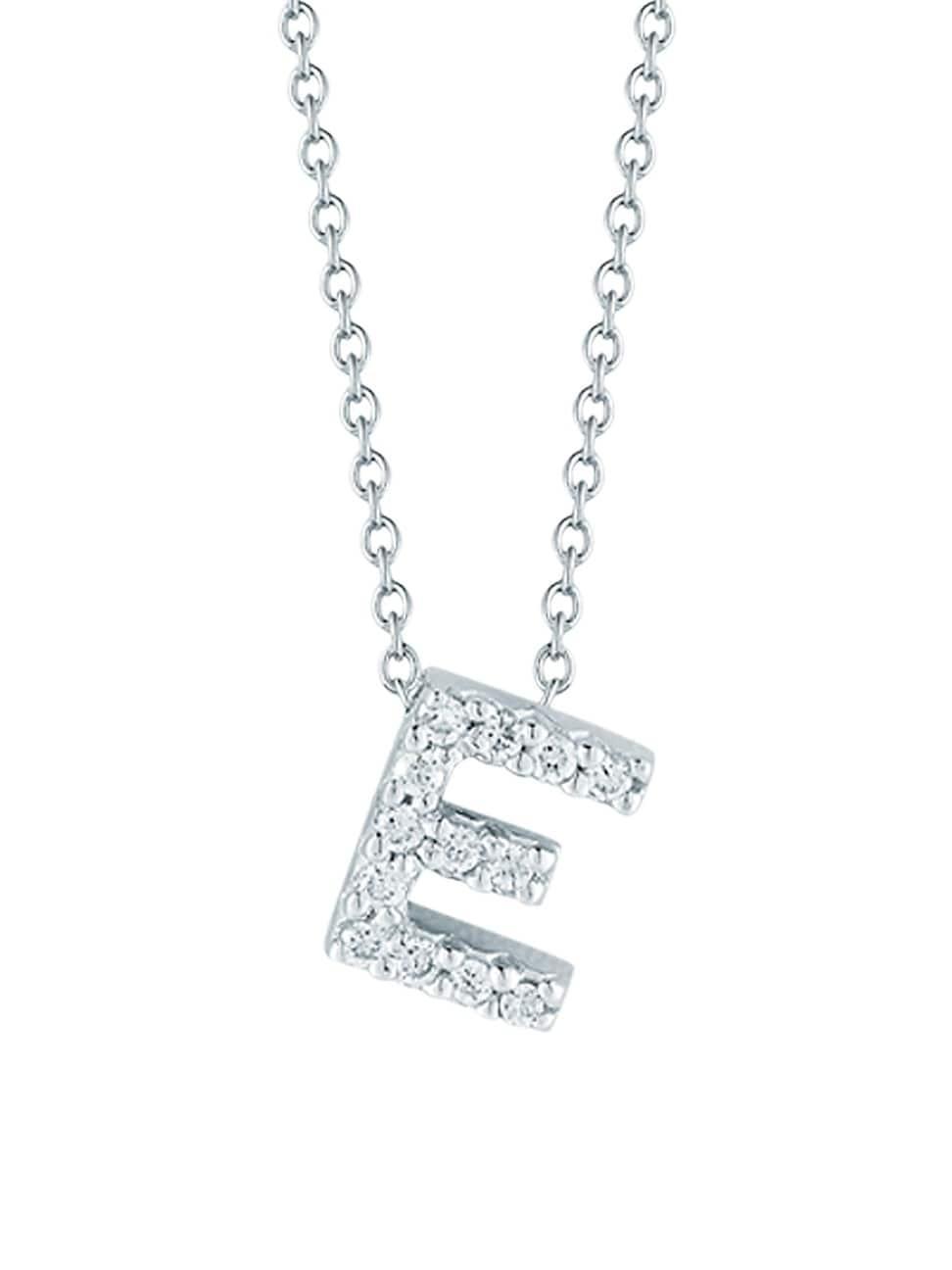 Roberto Coin 18K White Gold Initial Love Letter Pendant Necklace with Diamonds, 16 Product Image