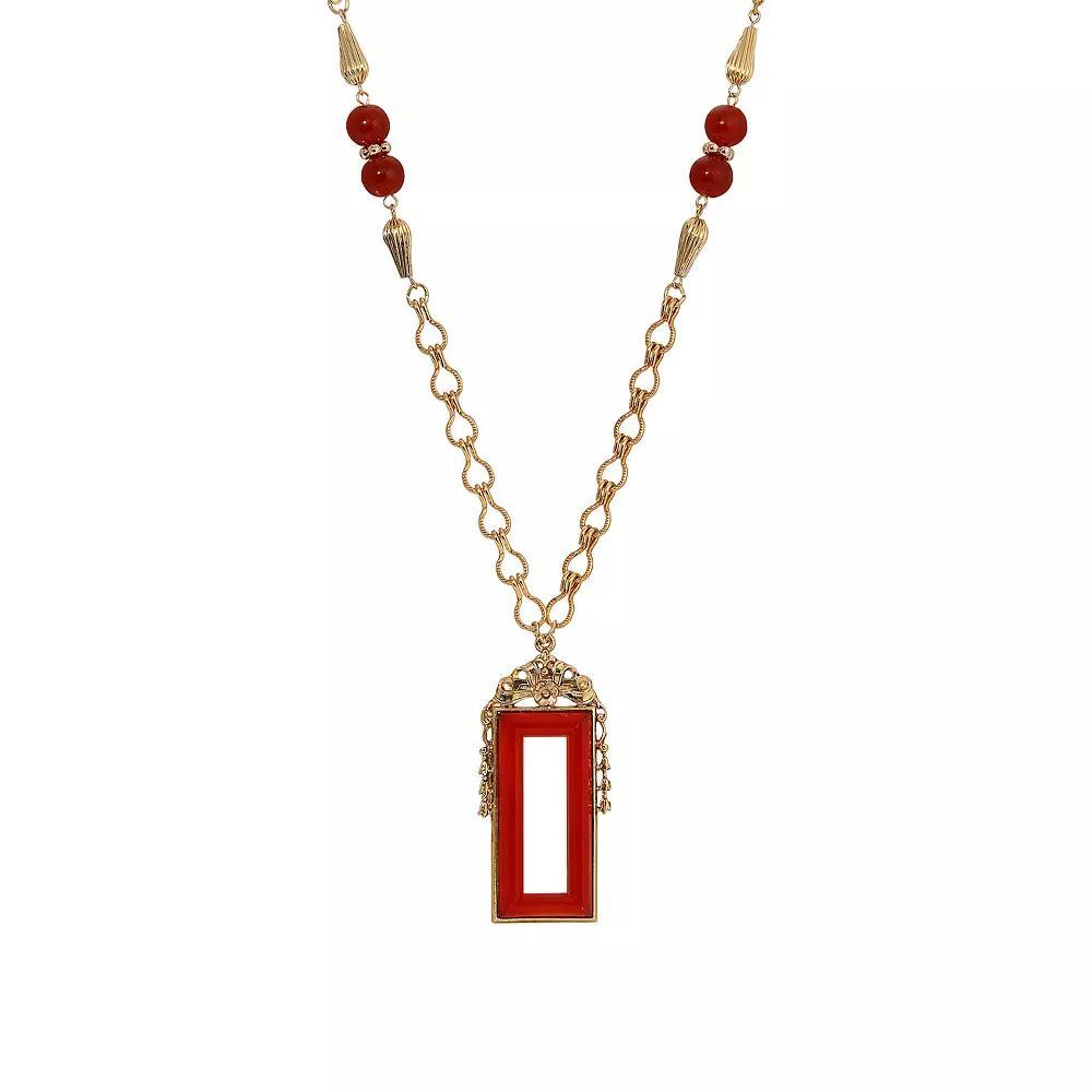 1928 Gold Tone Carnelian Color Necklace, Womens, Orange Product Image