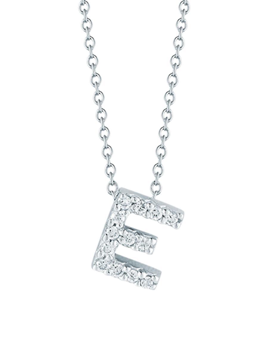 Roberto Coin 18K White Gold Initial Love Letter Pendant Necklace with Diamonds, 16 Product Image