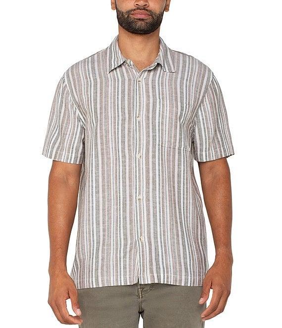 Liverpool Los Angeles Vintage Inspired Striped Short Sleeve Woven Shirt Product Image