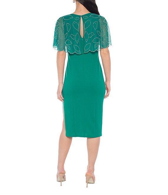 Marina Beaded Crew Neck Short Capelet Dress Product Image