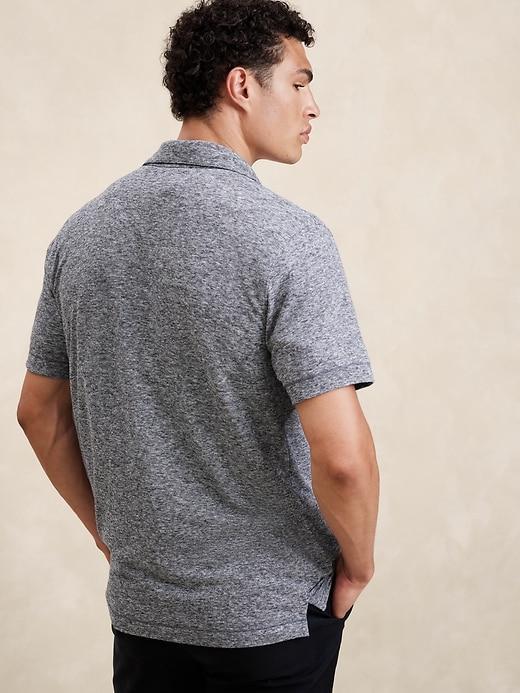 Linen-Blend Button-Down Polo Product Image