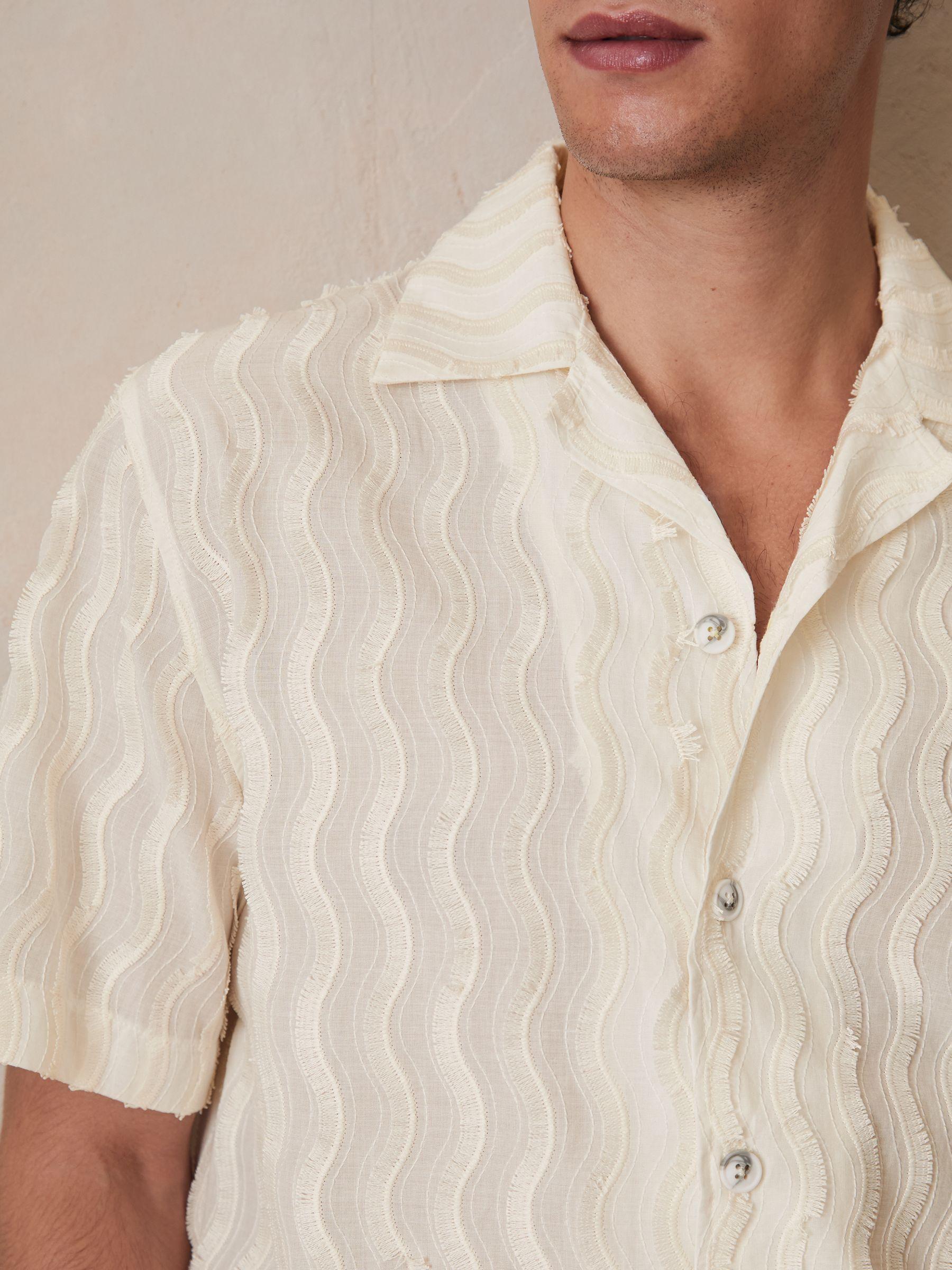 Reiss | Ché Fringed-Wave Shirt in Off White Product Image