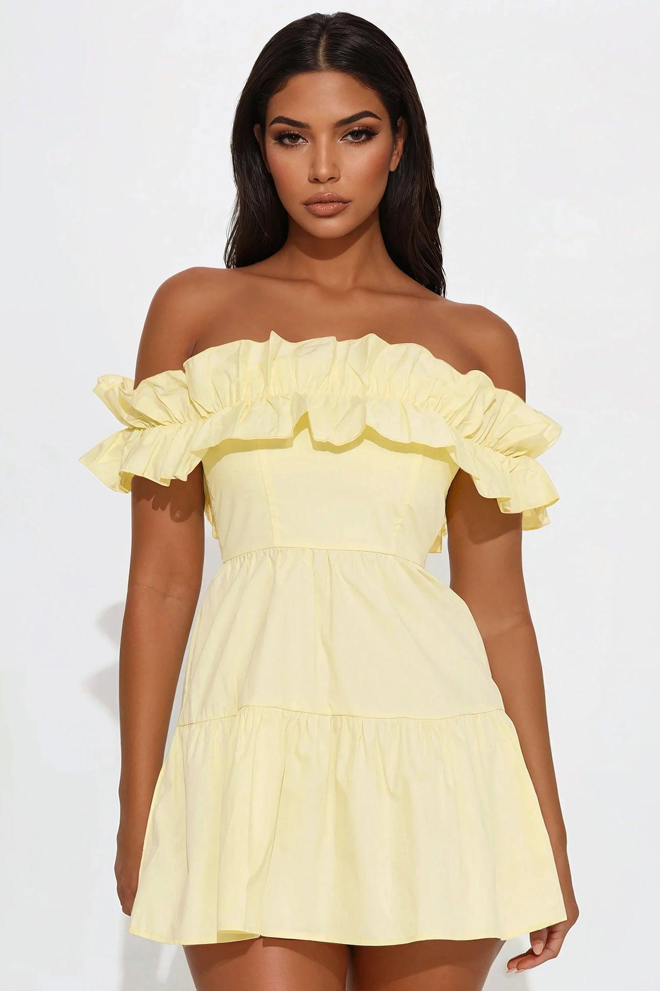 Melissa Poplin Mini Dress - Yellow Product Image