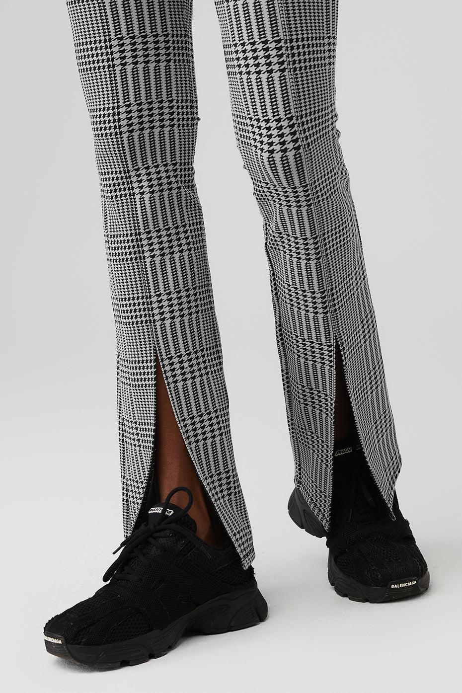 Jacquard High-Waist Glenplaid Flutter Legging - Titanium/Black Product Image