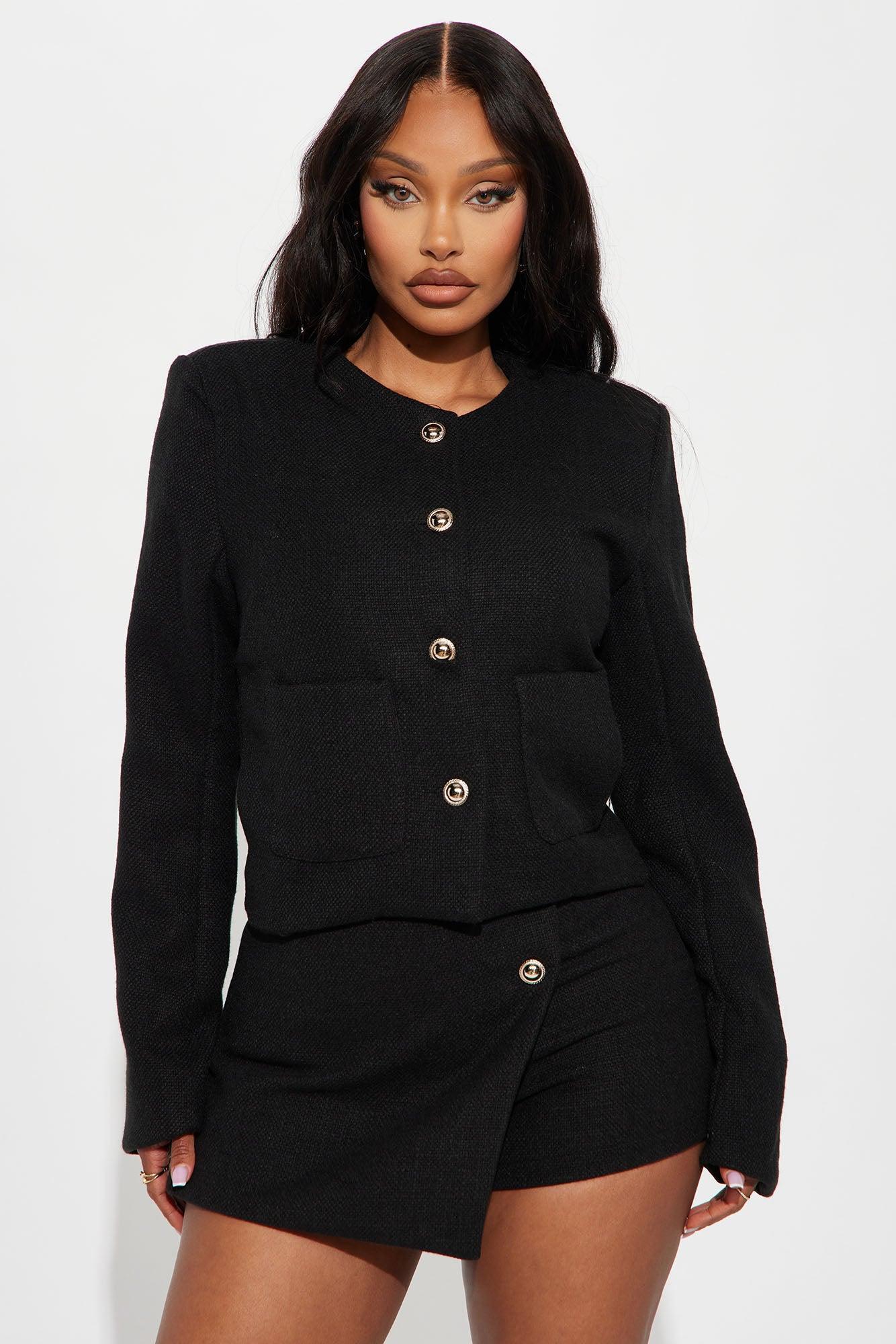 So Demure Tweed Jacket - Black Product Image