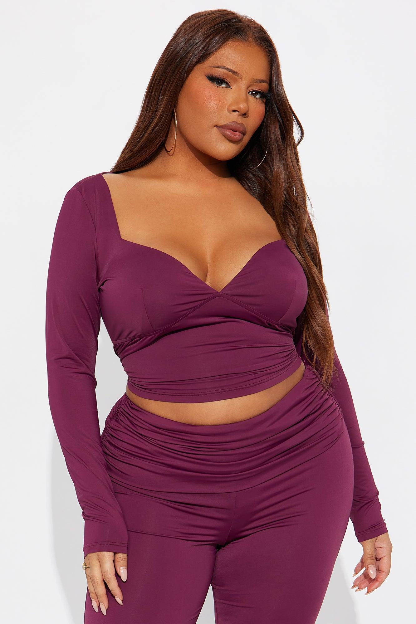 Curved Intentions Pant Set - Eggplant Female Product Image