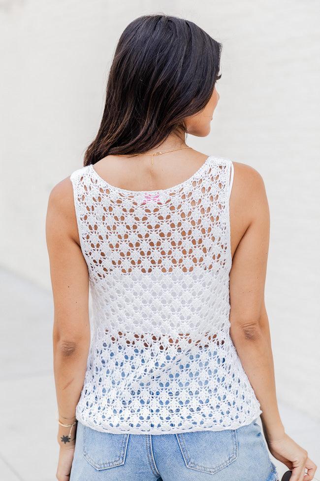 Hoping For Sunshine Cream Open Knit V-Neck Sweater Tank FINAL SALE Product Image