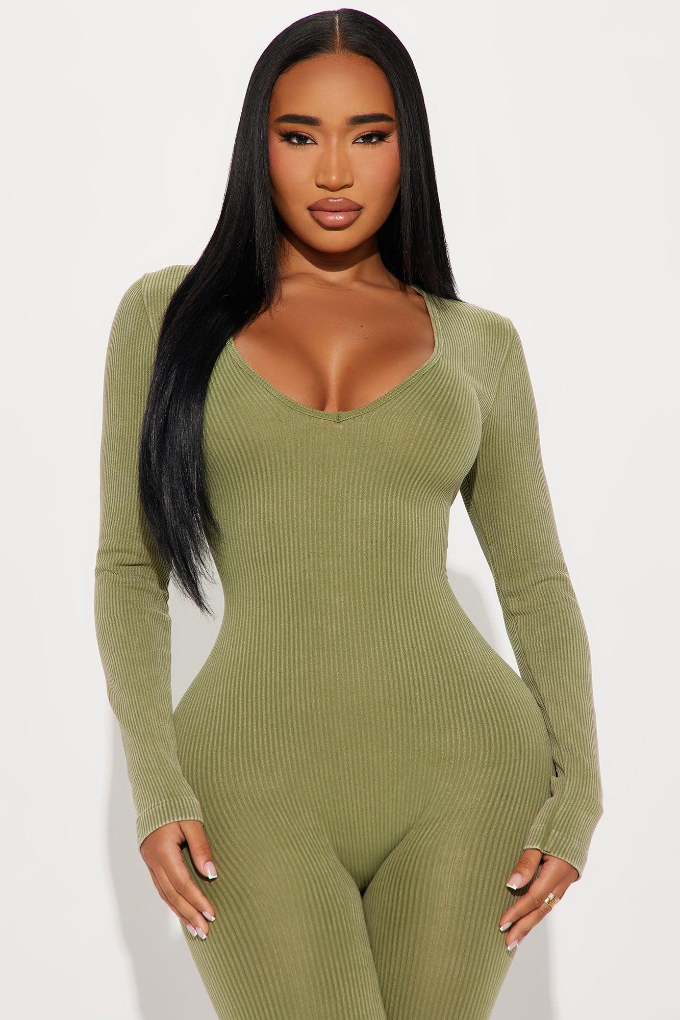 Trista Washed Seamless Jumpsuit - Olive Product Image