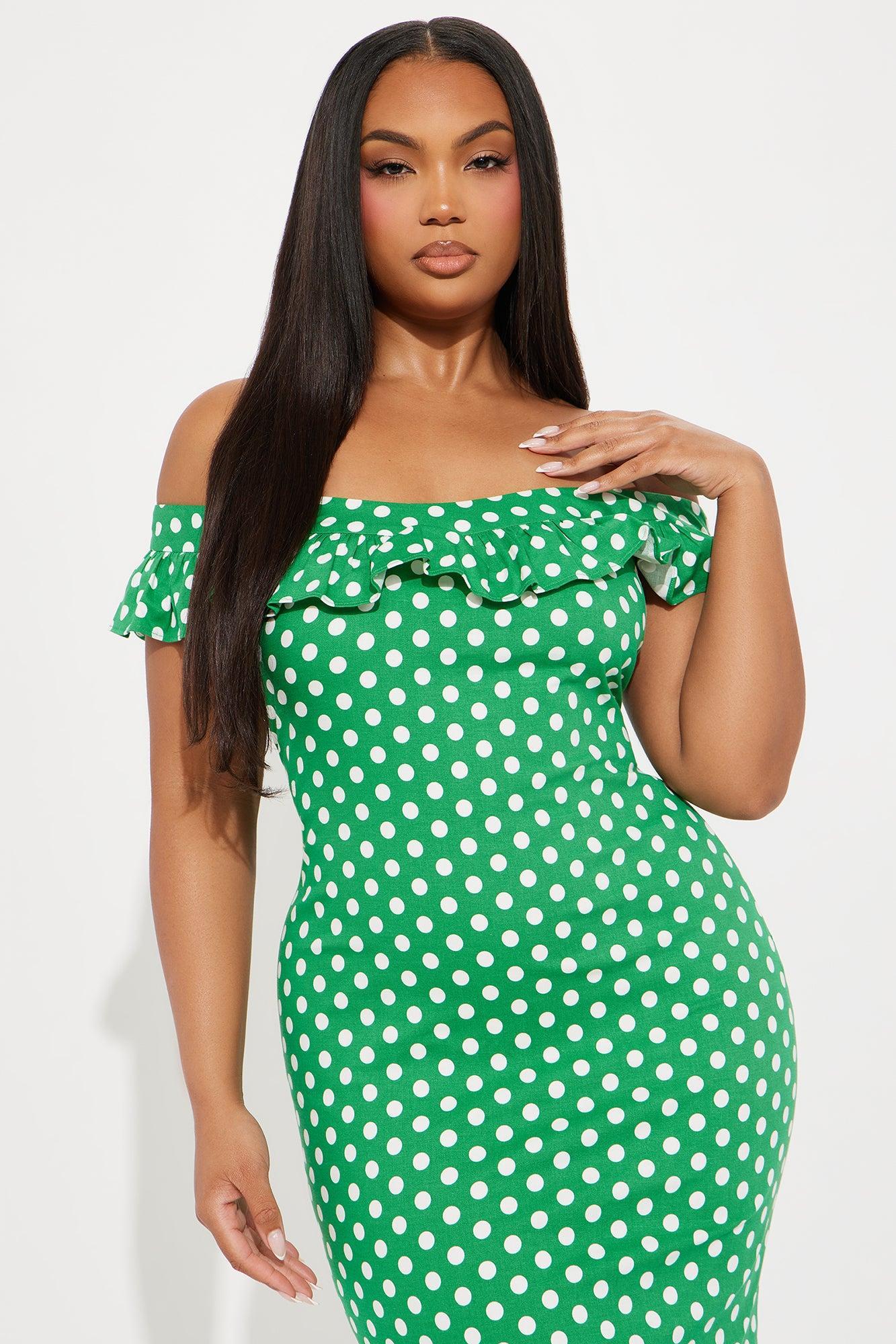 Samantha Polka Dot Maxi Dress - Green/combo Product Image