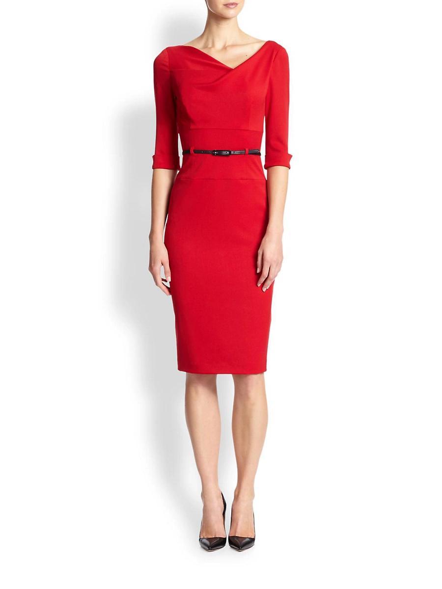 Black Halo Belted Sheath Dress Product Image