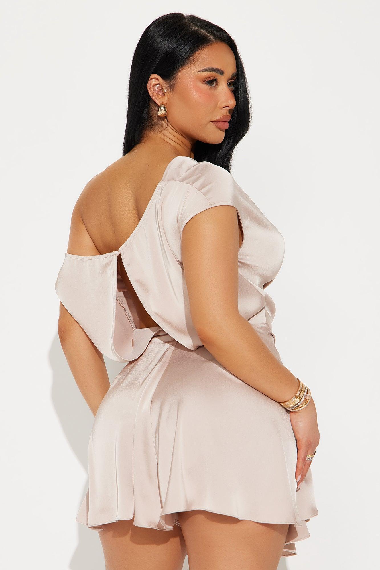 Jessie Satin Romper - Champagne Product Image