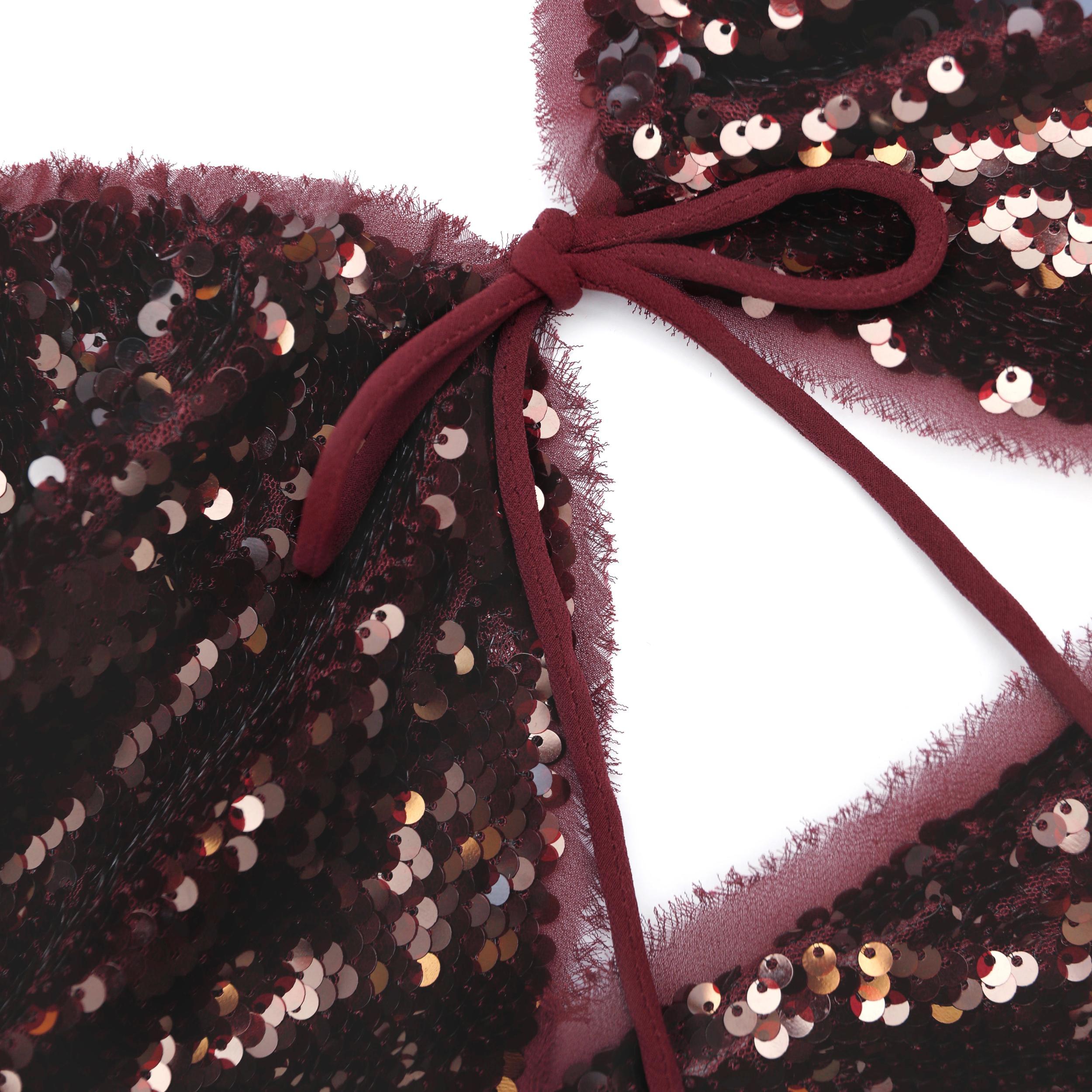 Burgundy Sequin Midi Dress Product Image
