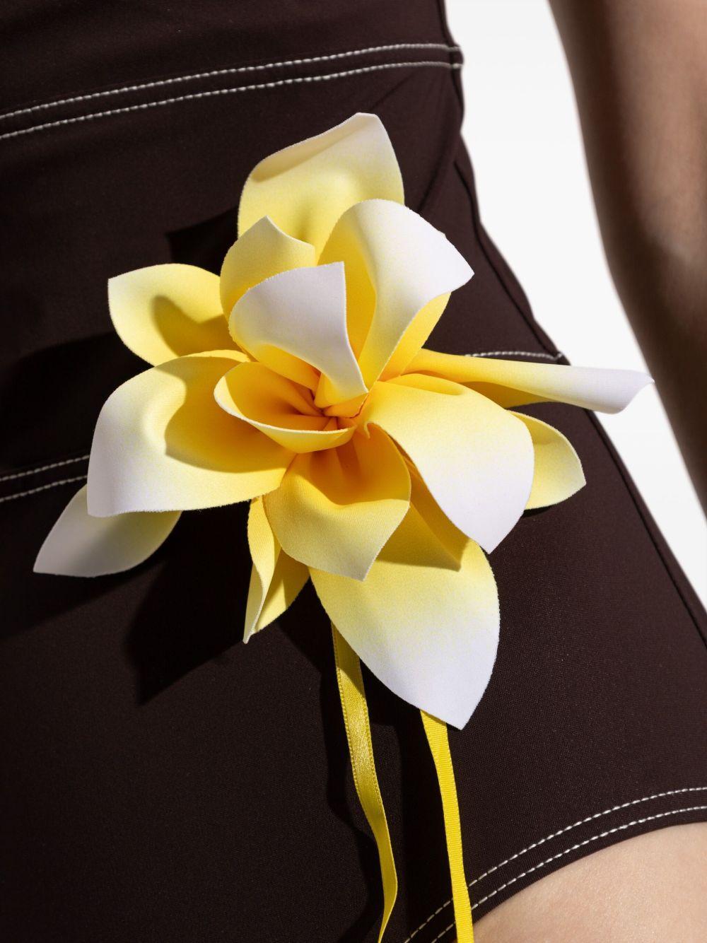 halterneck floral-appliqué swimsuit Product Image
