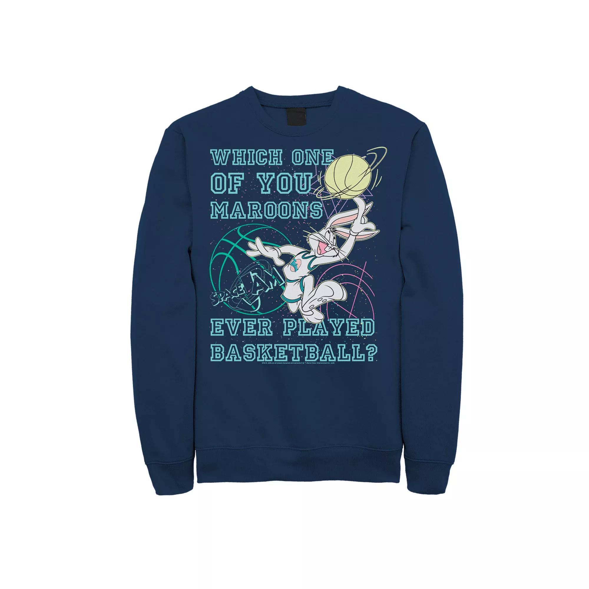 Men's Looney Tunes Space Jam Bugs Bunny Which One Of You Maroons Sweatshirt, Size: XXL, Blue Product Image