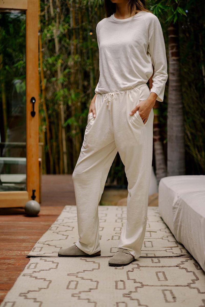 Women's Organic Lounge Pants in Natural Product Image