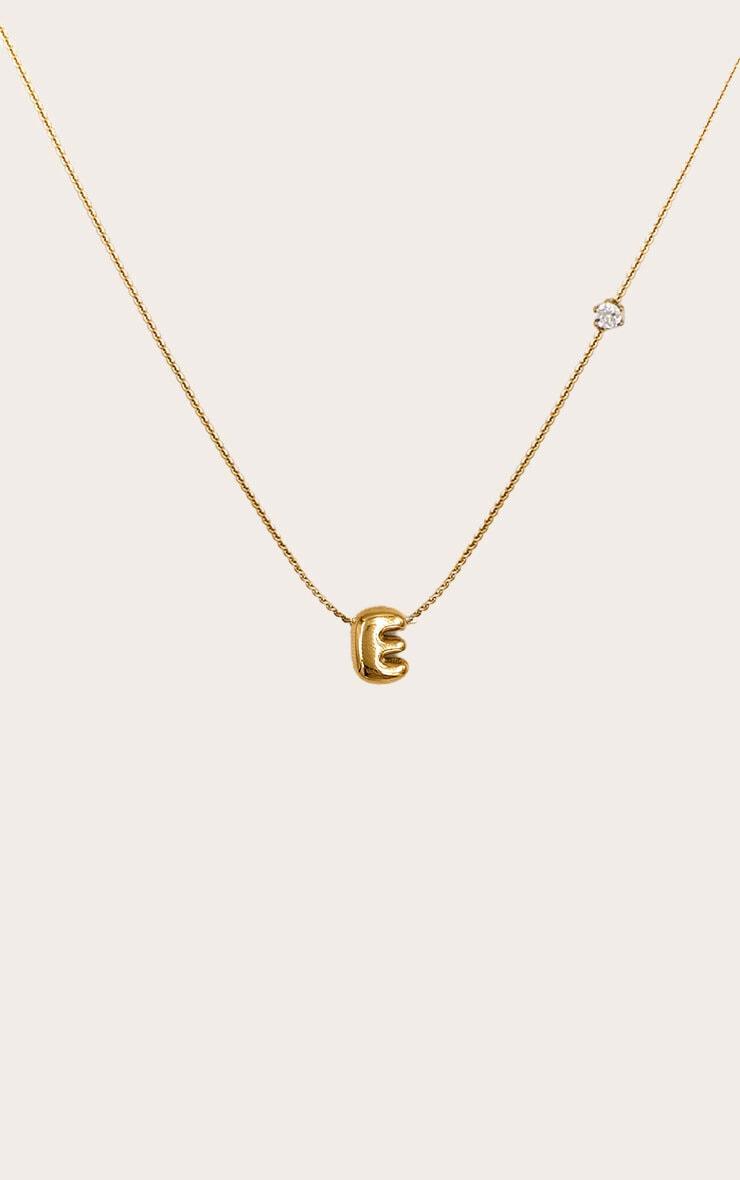 Gold Water Resistant Bubble Initial E Necklace Product Image