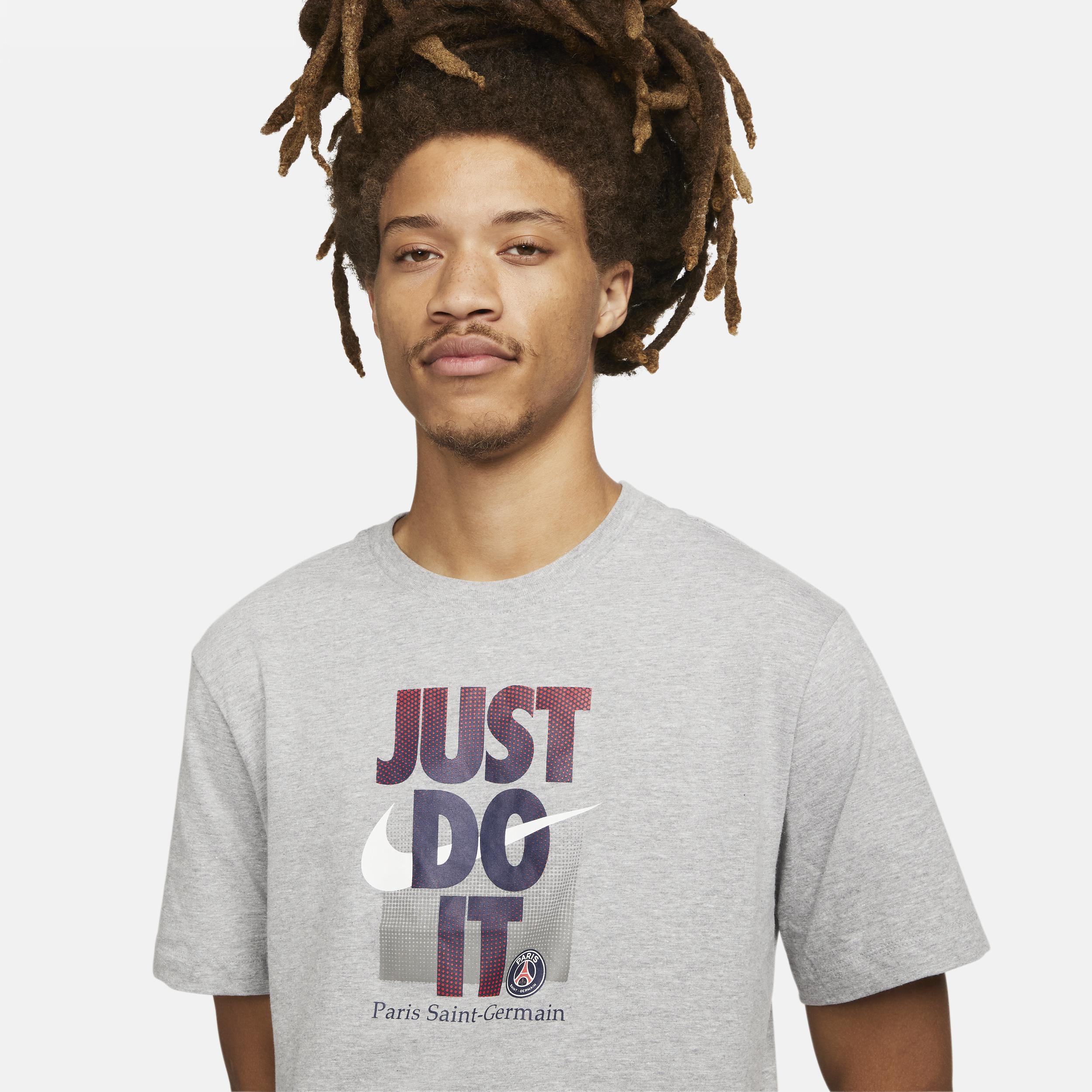 Men's Nike Gray Paris Saint-Germain Just Do It T-Shirt, Size: Small, Psg Grey Product Image