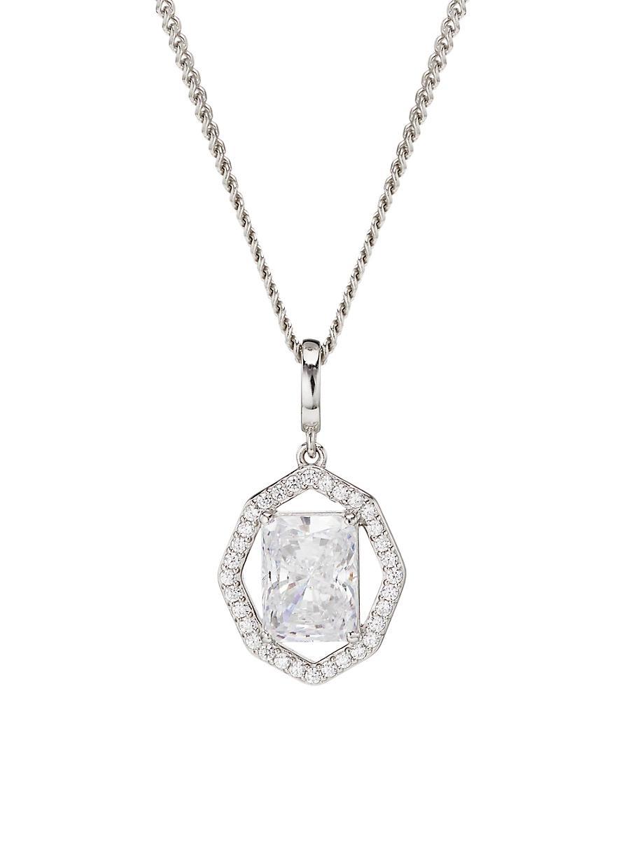 Womens Complement Sterling Silver &Emerald-Cut Cubic Zirconia Pendant Necklace Product Image