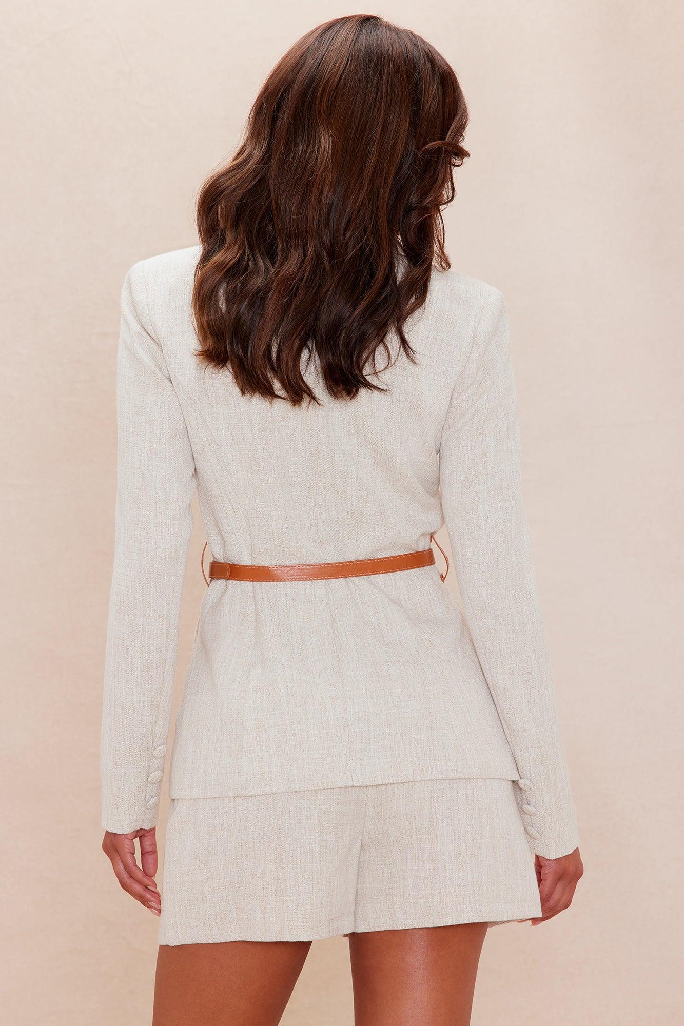 Lani Linen Blazer Short Set - Natural/Combo Product Image