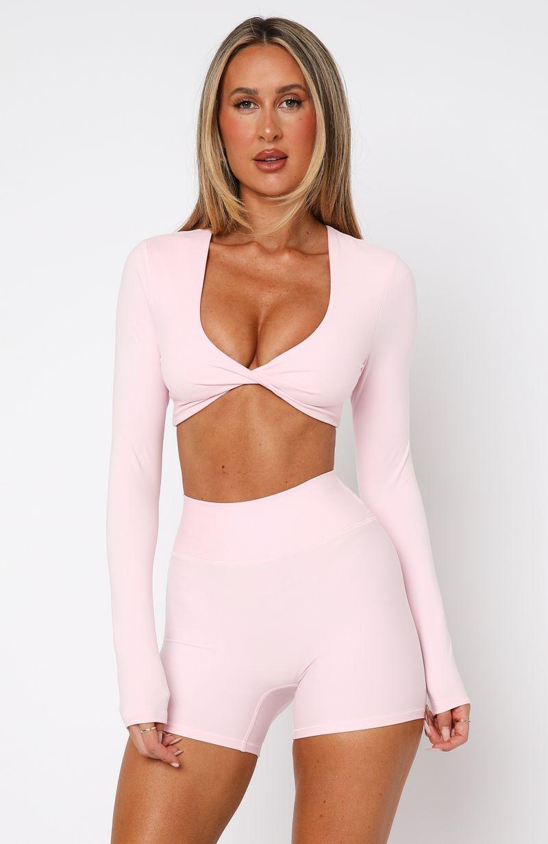 Over The Line Long Sleeve Crop Ballet Pink Product Image
