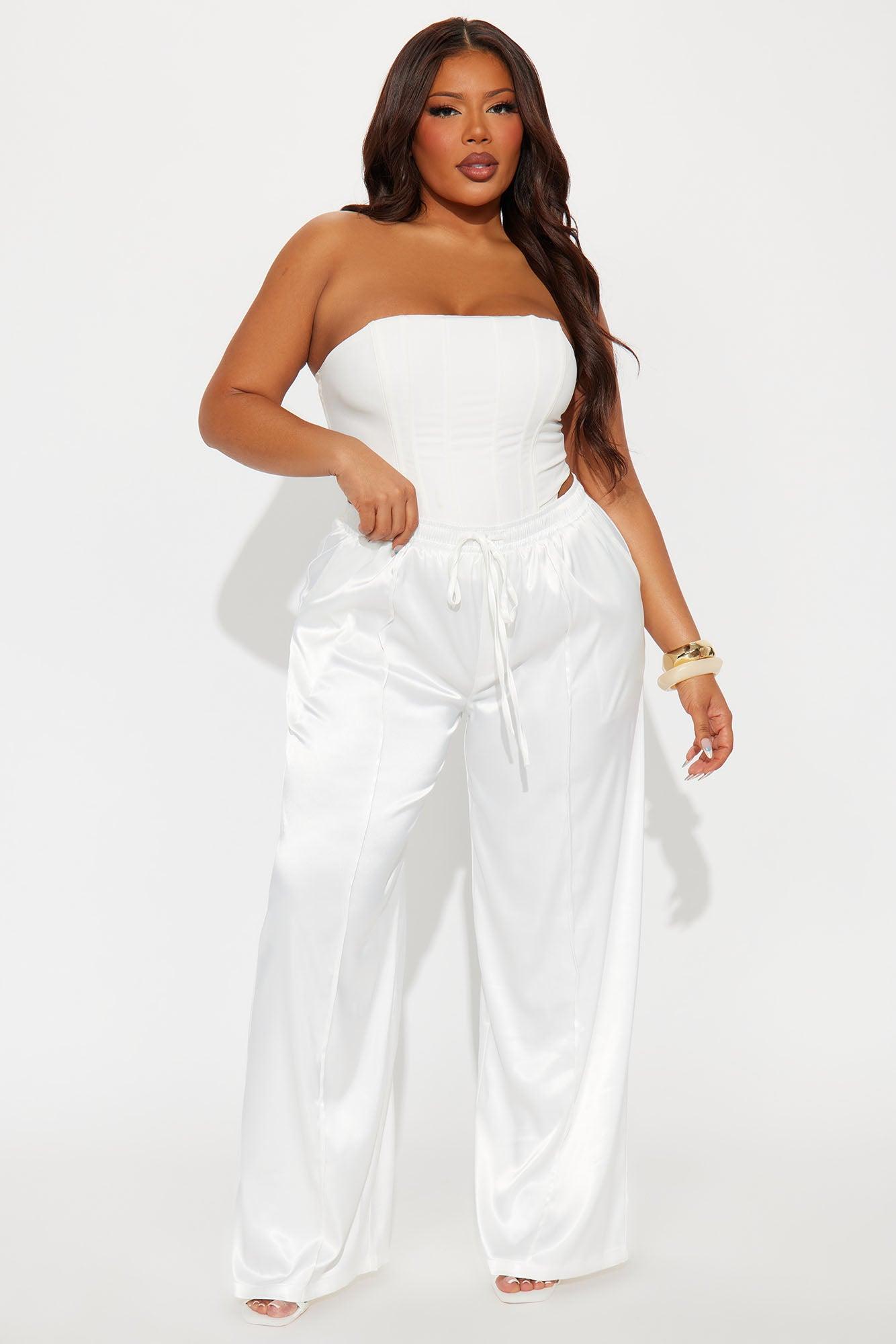 Pleasure Is Mine Satin Wide Leg Pant - Cream Female Product Image