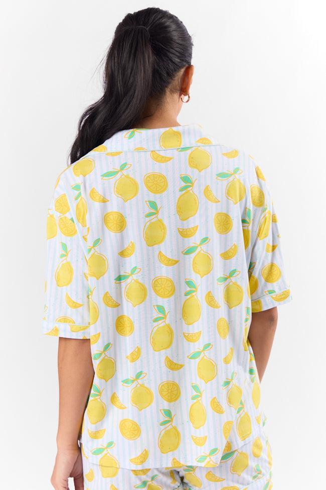 Under the Stars Lemon Print Short Sleeve Pajama Top FINAL SALE Product Image