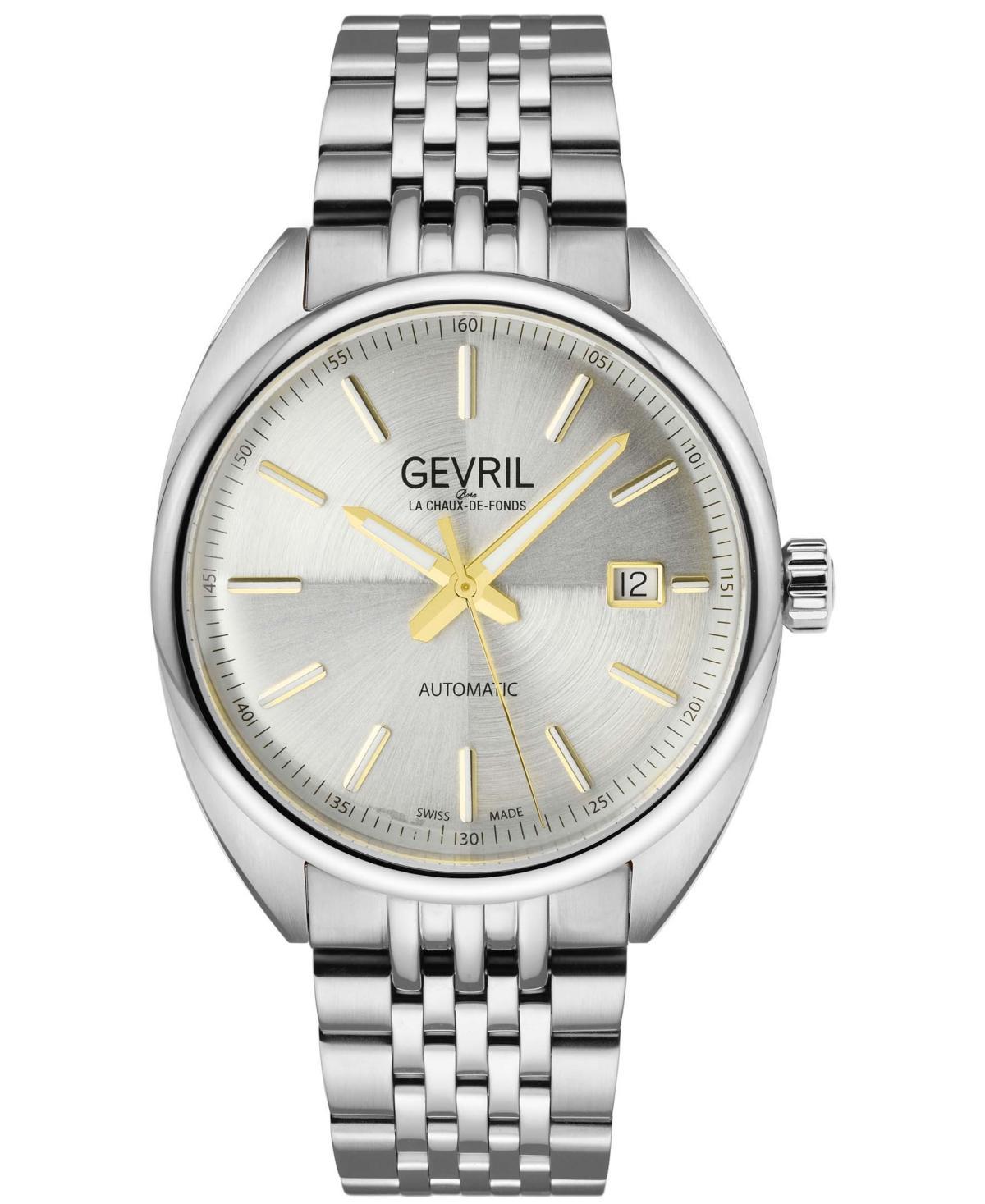 Gevril Mens Five Points Swiss Automatic Silver-Tone Stainless Steel Watch 40mm Product Image