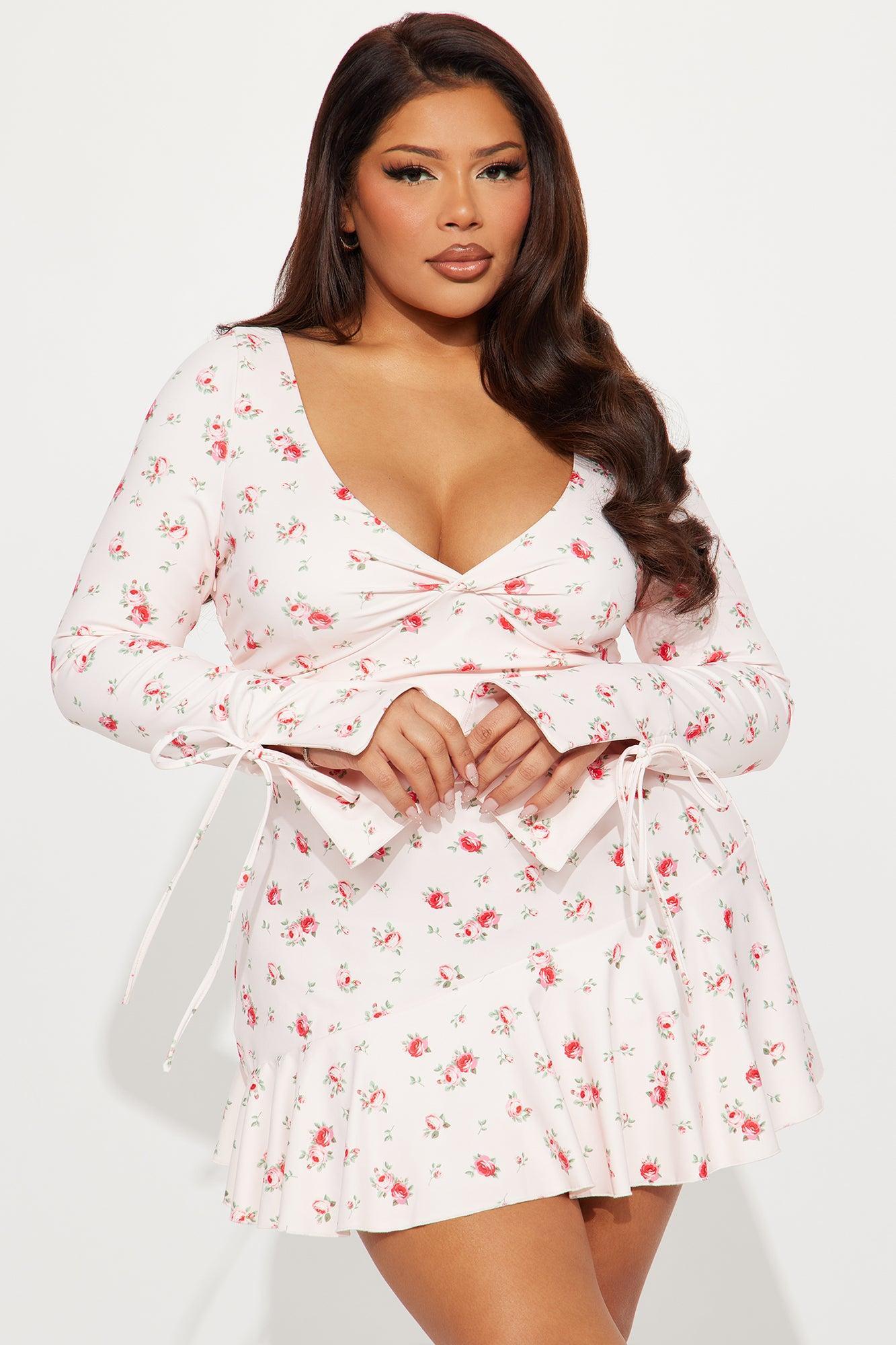 So Perfect Floral Sculpt Mini Dress - Blush Product Image