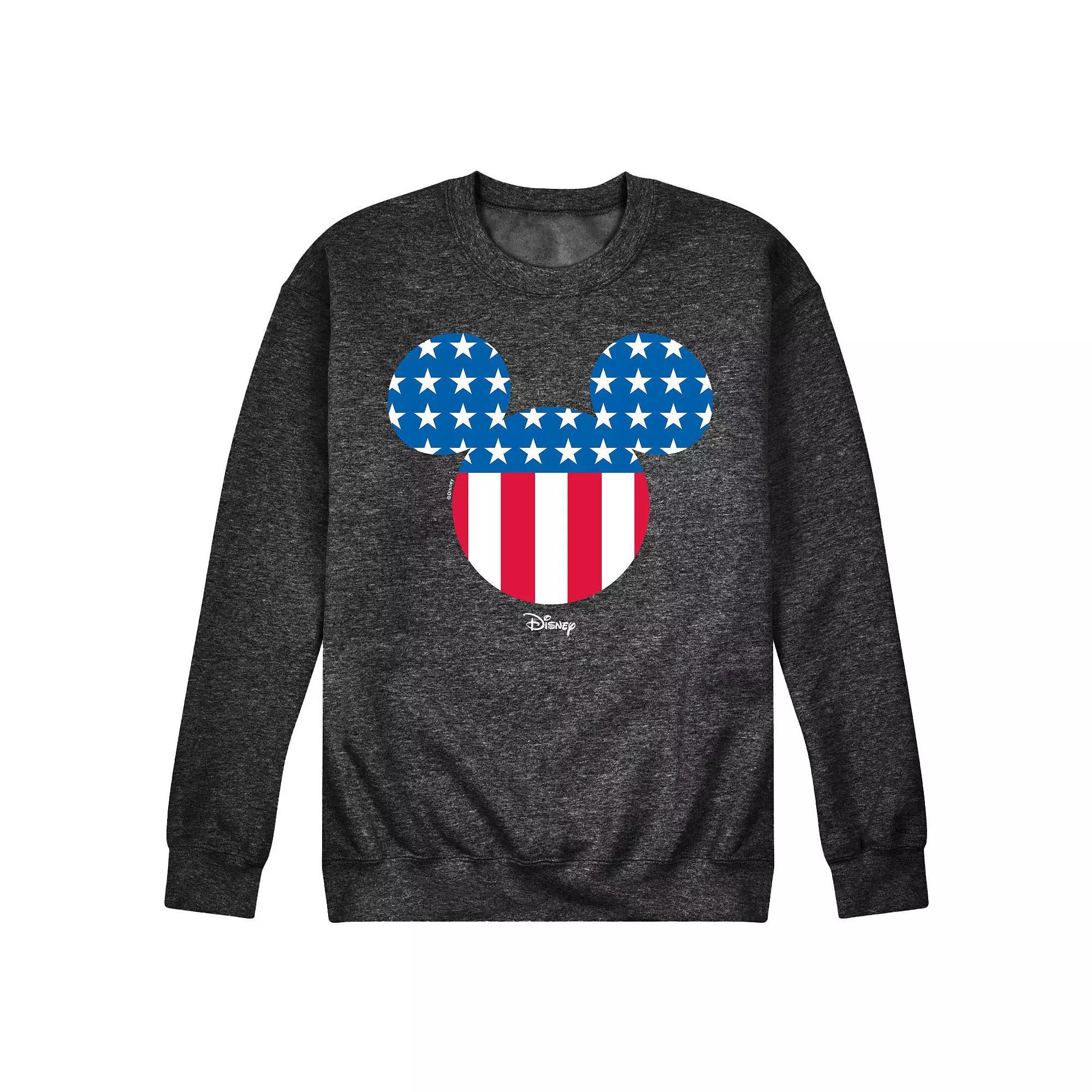 Disneys Mickey Mouse Mens American Flag Fleece Sweatshirt Product Image