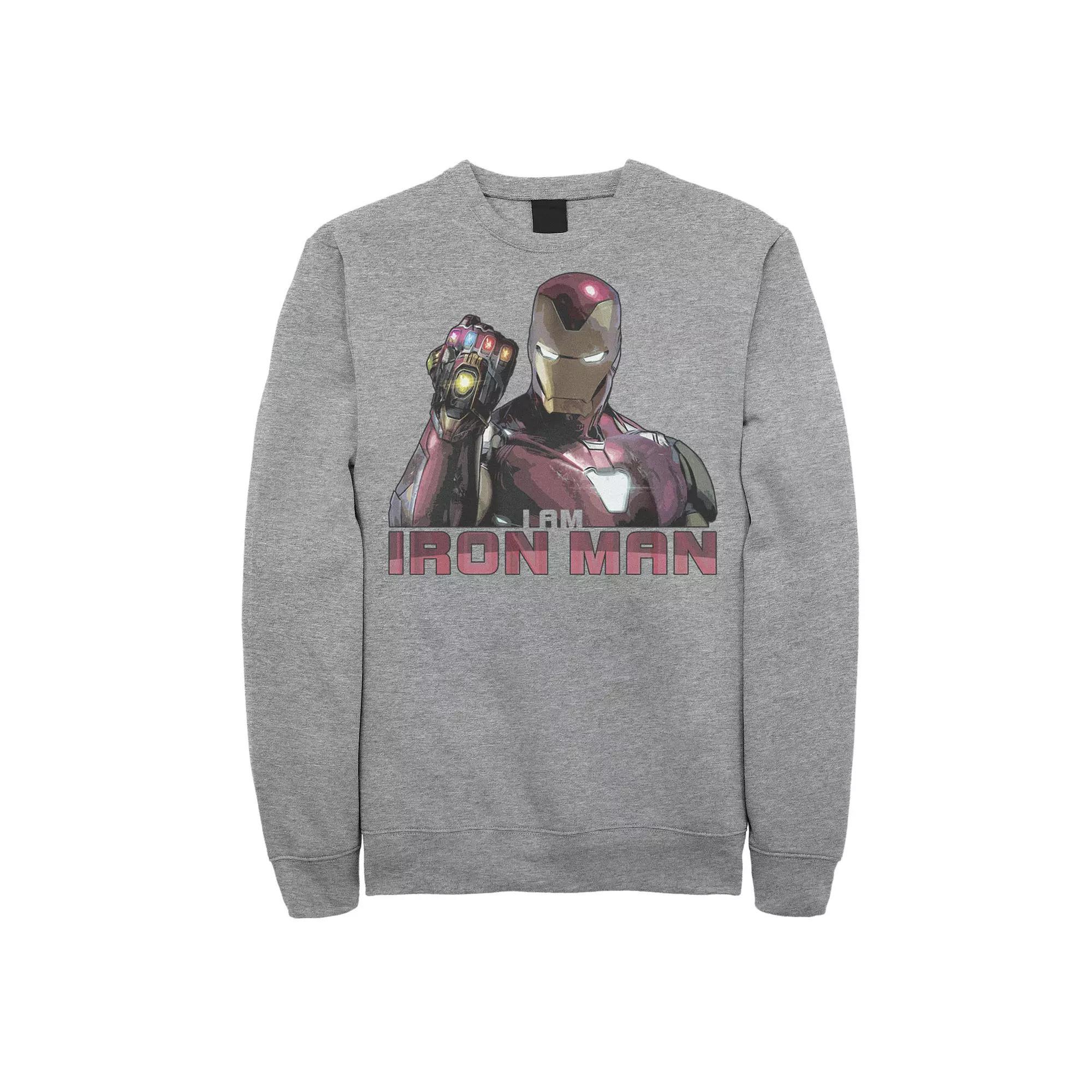 Men's Marvel Avengers Endgame I Am Iron Man Movie Quote Portrait Sweatshirt, Size: XL, Athletic Grey Product Image