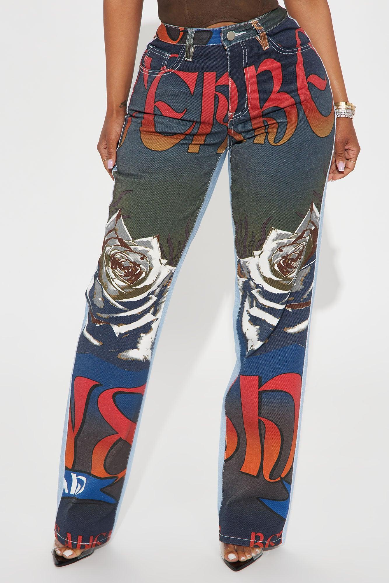 Louder Than Words Wide Leg Jeans - Multi Color Product Image