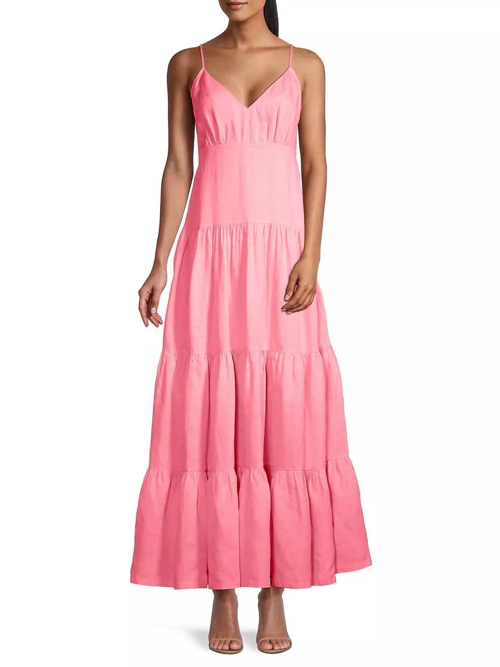 Linen Tiered Maxi Dress Product Image