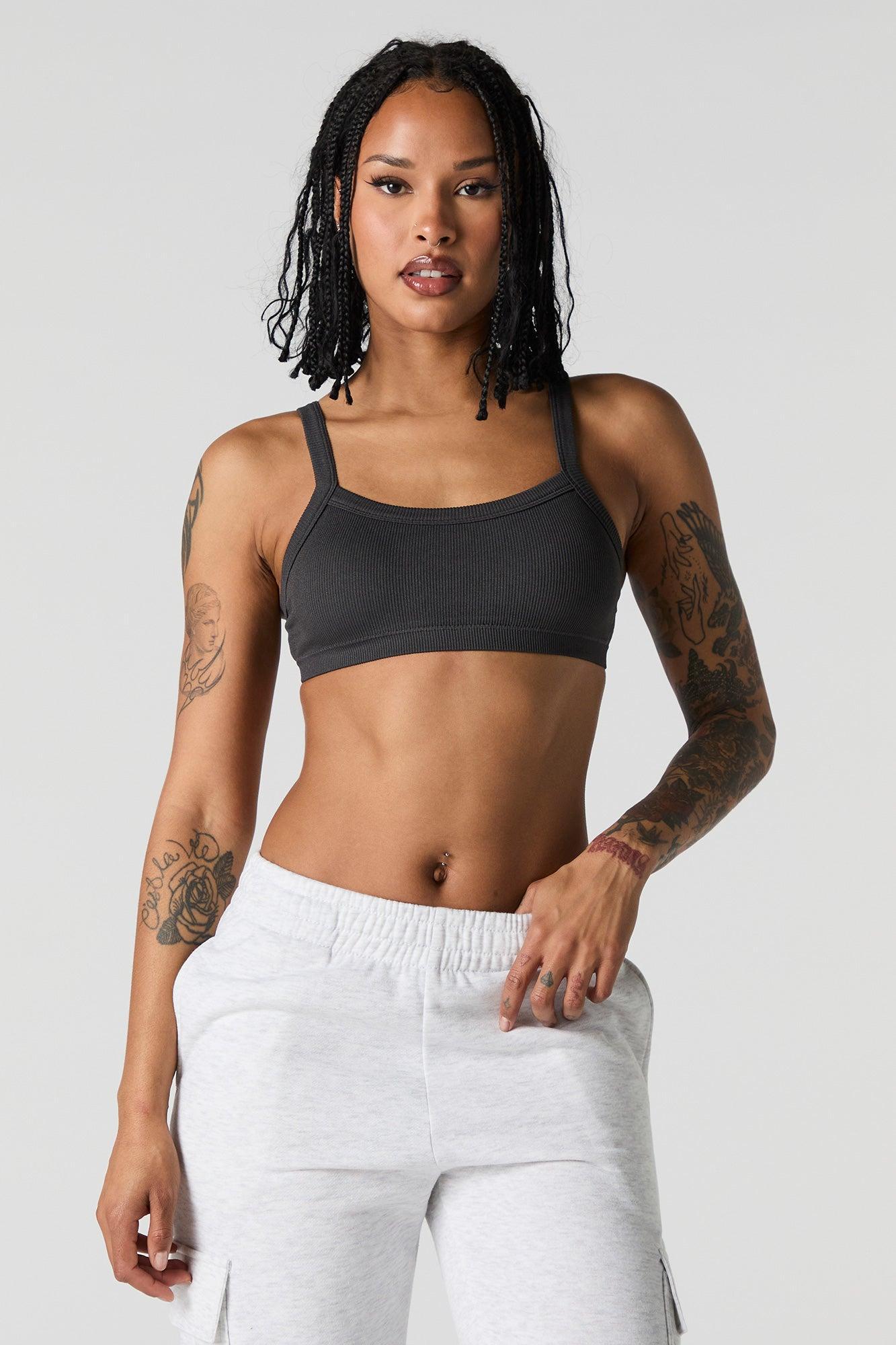 Seamless Ribbed Bralette with Built-In Cups Female Product Image