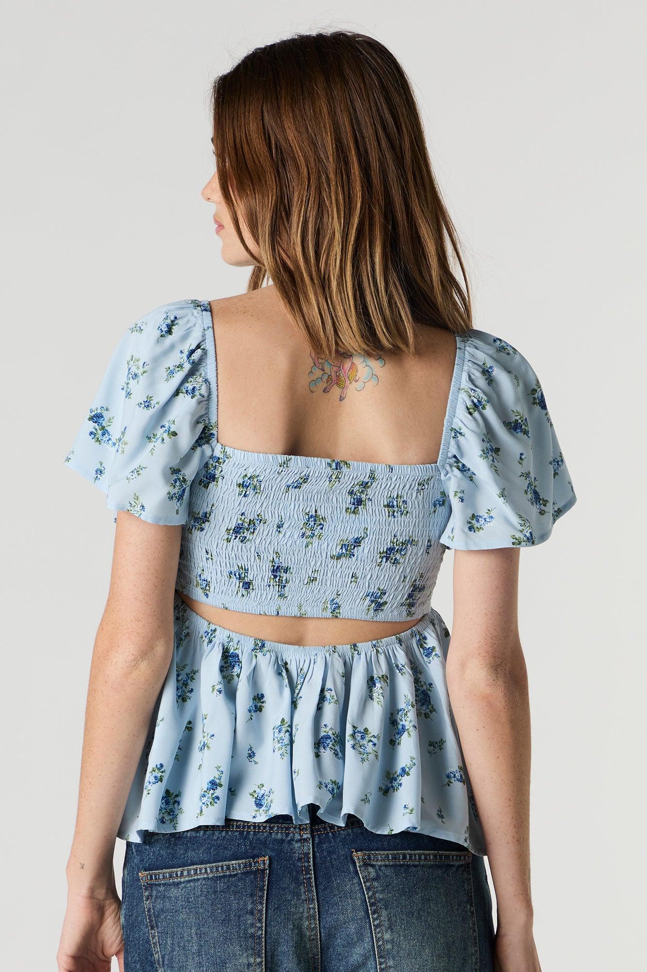 Floral Short Sleeve Milkmaid Top Female Product Image