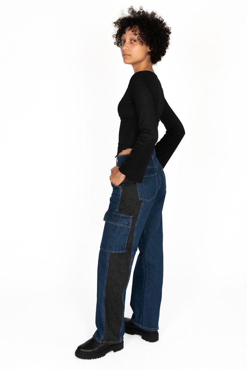 Two Tone Cargo Jeans Product Image
