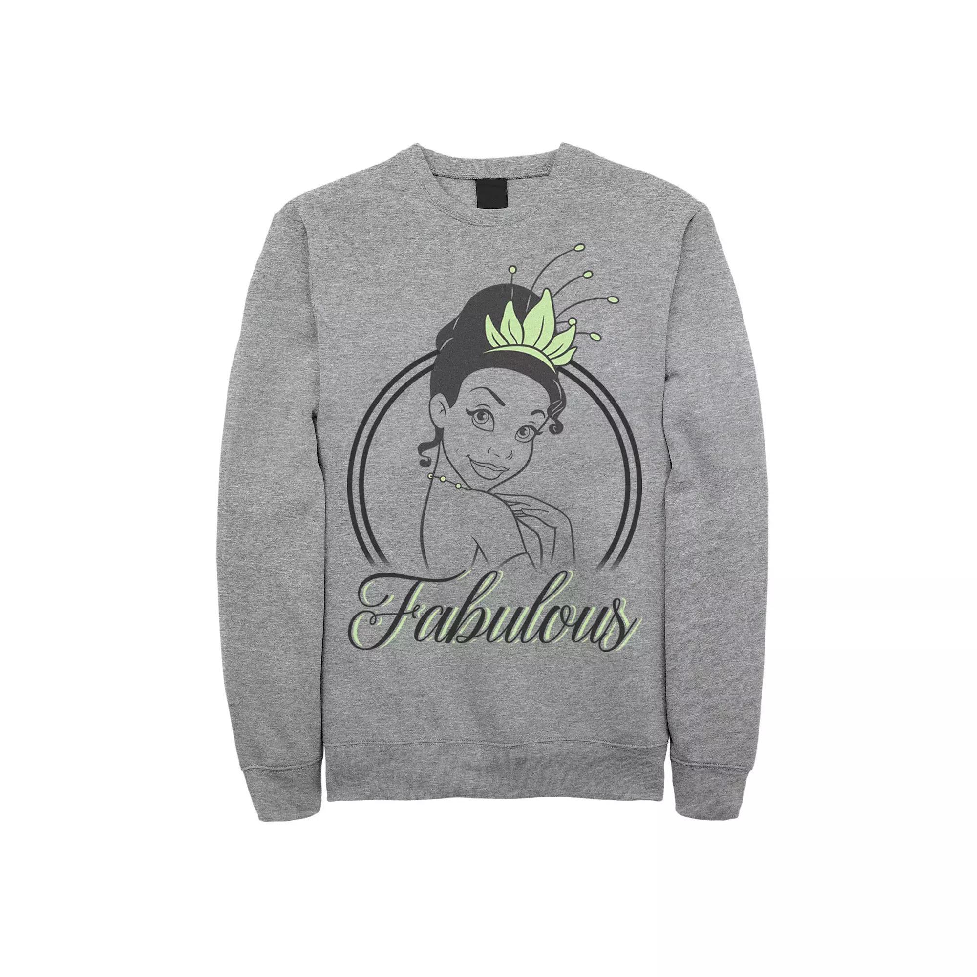 Men's Disney Princess And The Frog Tiana Over Shoulder Fabulous Sweatshirt, Size: Large, Athletic Grey Product Image