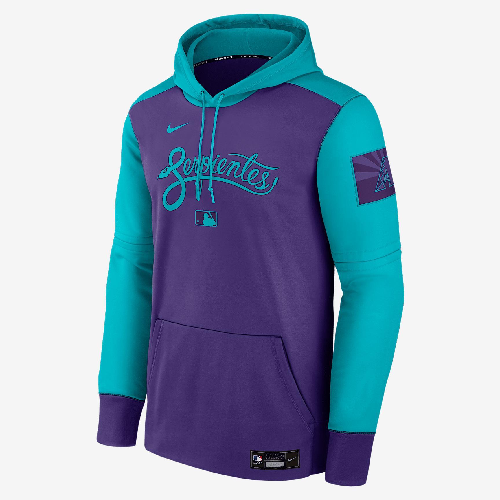 Men's Arizona Diamondbacks Authentic Collection City Connect Nike Therma MLB Pullover Hoodie Product Image