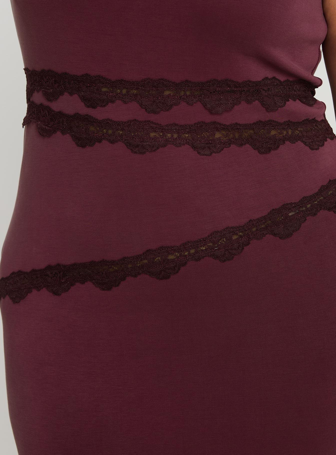 Ultraviolet One Shoulder Lace Maxi Dress Wine Curve Product Image