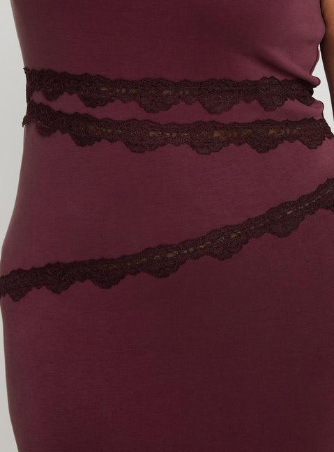 Ultraviolet One Shoulder Lace Maxi Dress Wine Curve Product Image