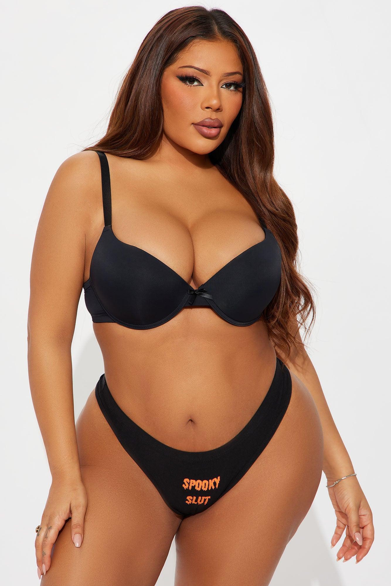 Spooky Slut Halloween Thong Panty - Black/Orange Product Image