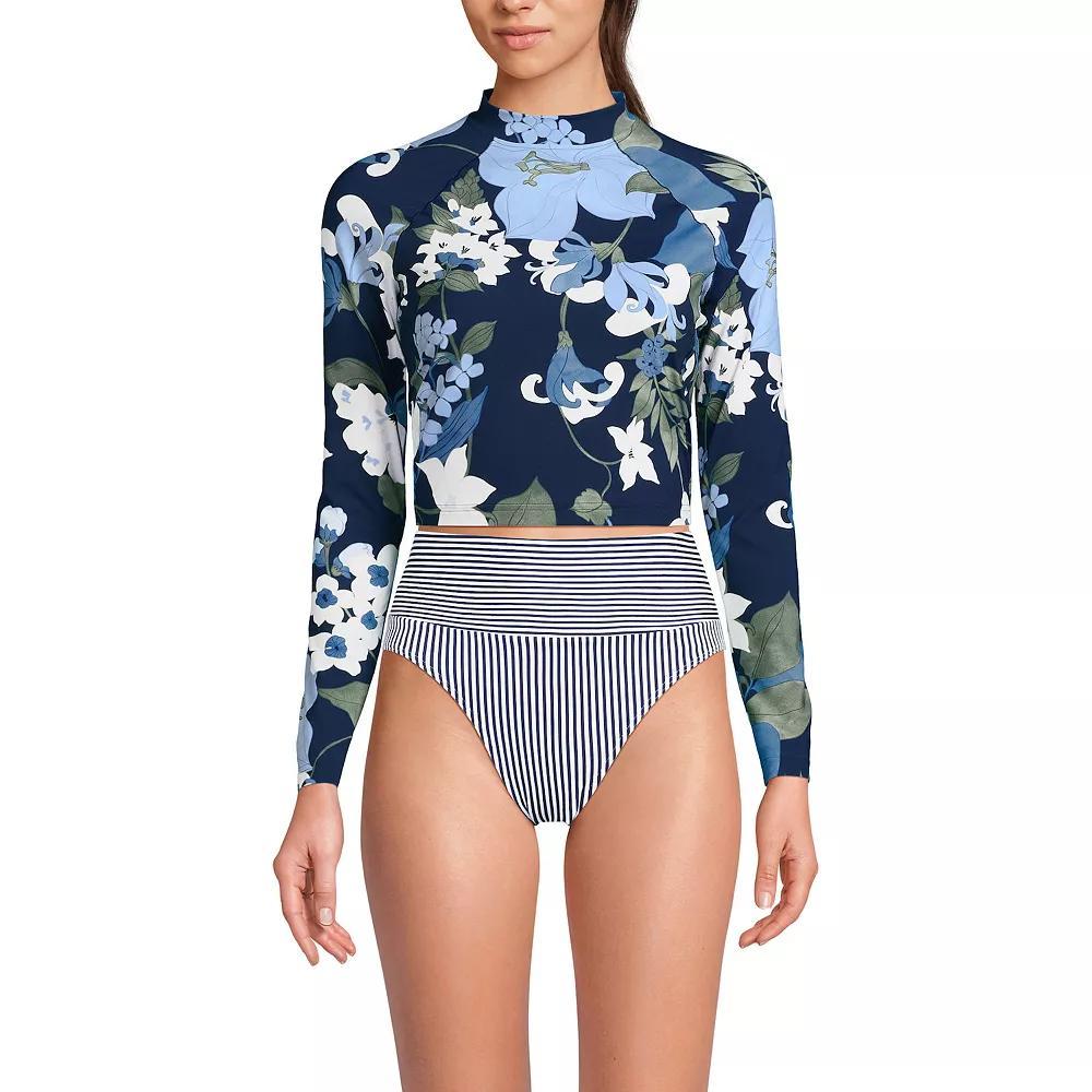 Women's Lands' End Long Sleeve Cropped UPF 50 Rash Guard Swim Top, Size: Small, Wild Purple Dark Wine Product Image