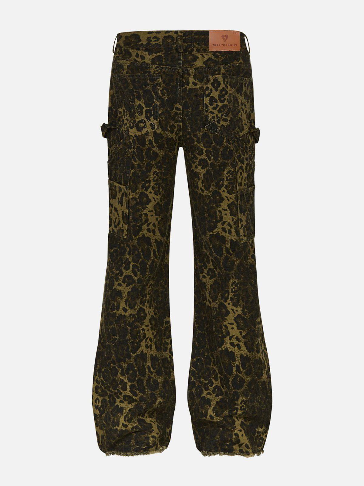 Aelfric Eden Leopard Print Patchwork Jeans Product Image
