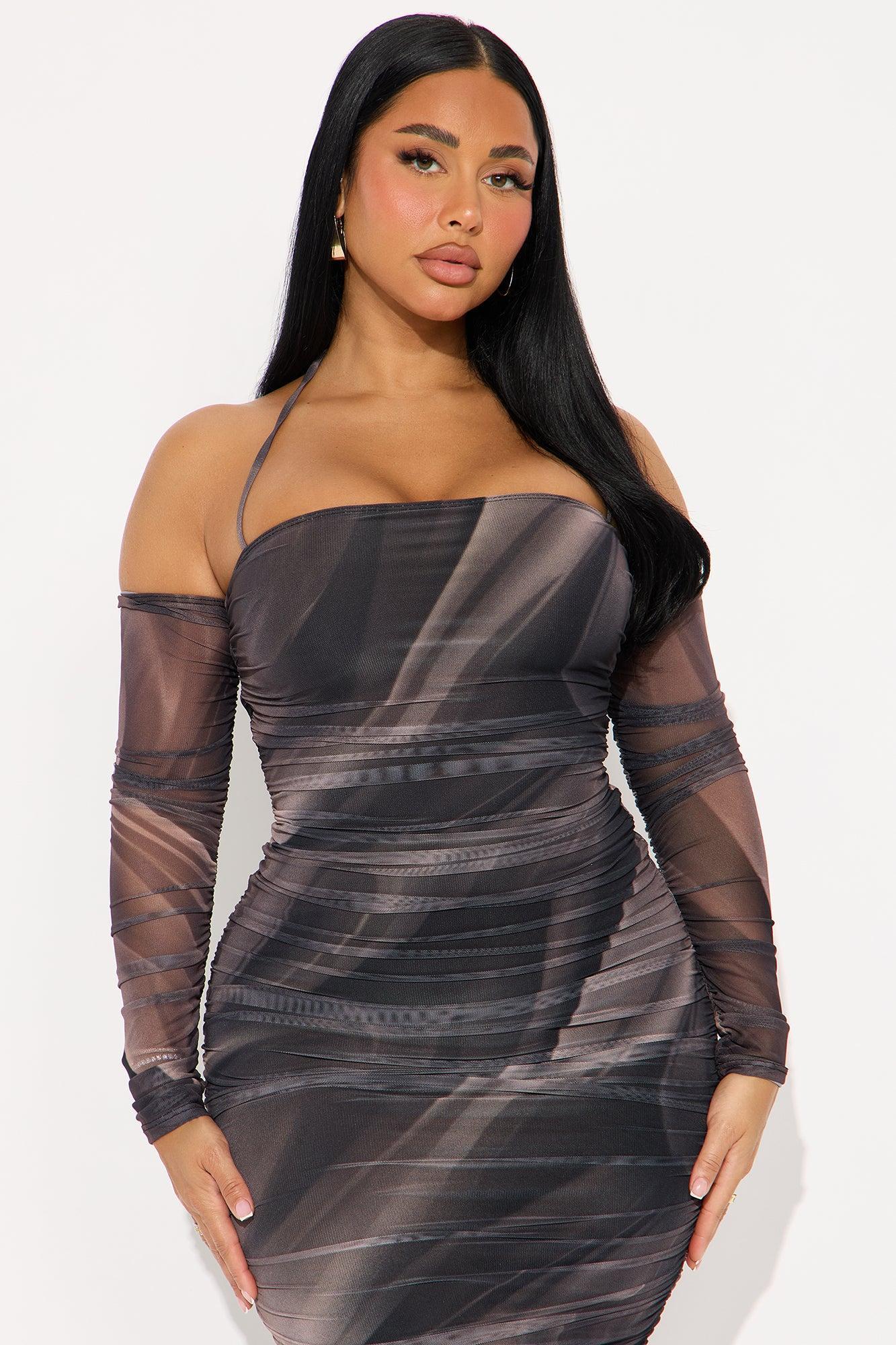 All About The Drama Mesh Midi Dress - Black/combo Product Image
