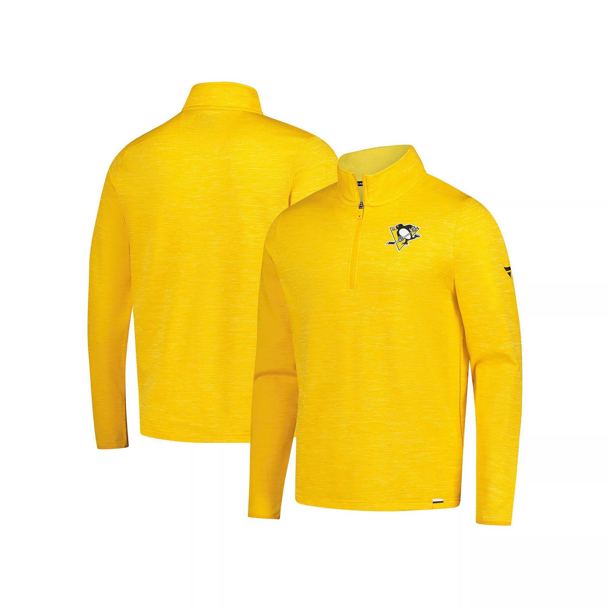 Men's Fanatics  Heather Gold Pittsburgh Penguins Authentic Pro Lightweight Quarter-Zip Pullover, Size: Medium Product Image