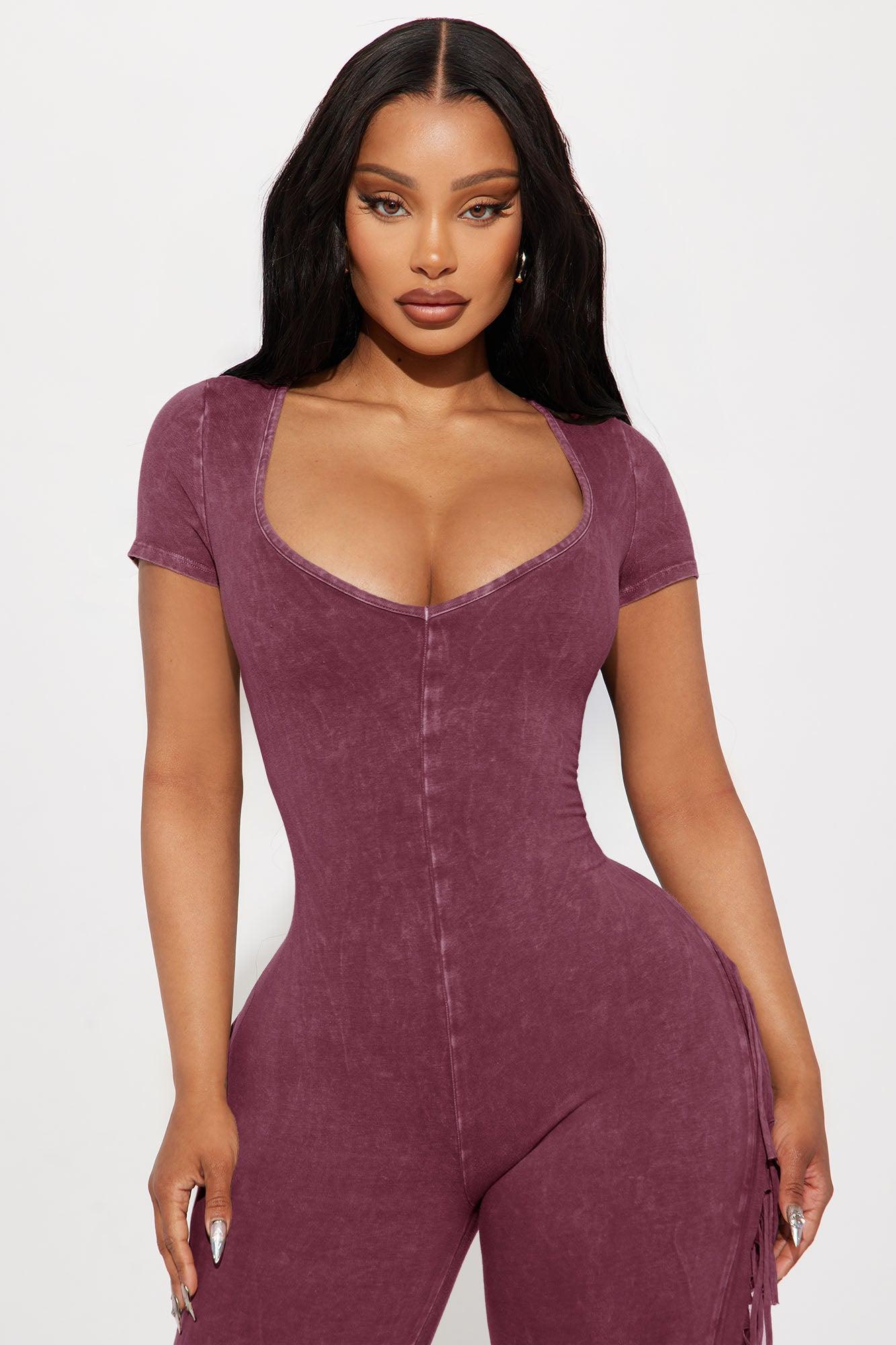 Carry Me Higher Fringe Jumpsuit - Burgundy Product Image