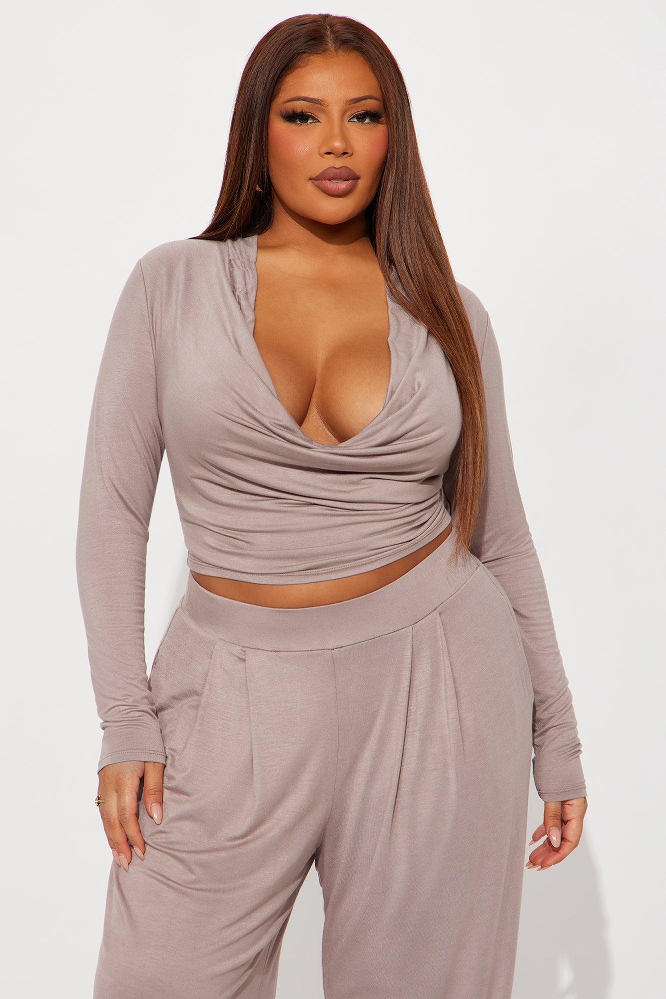 Hazel Cowl Neck Pant Set - Taupe Product Image