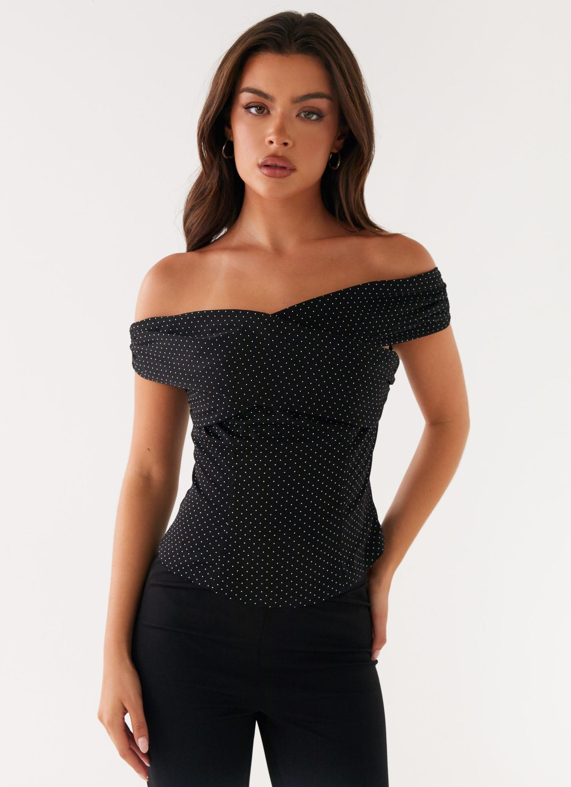 Tamera Top - Black Polka Dot Product Image